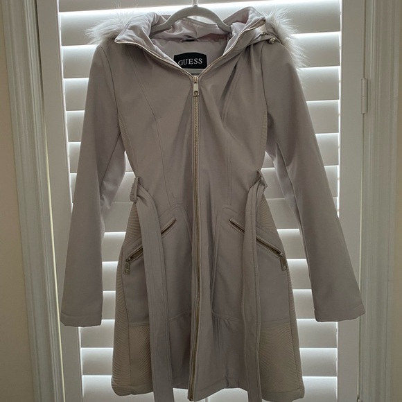 Guess Womens Slim Trench Coat White / Silver - Picture 4 of 7
